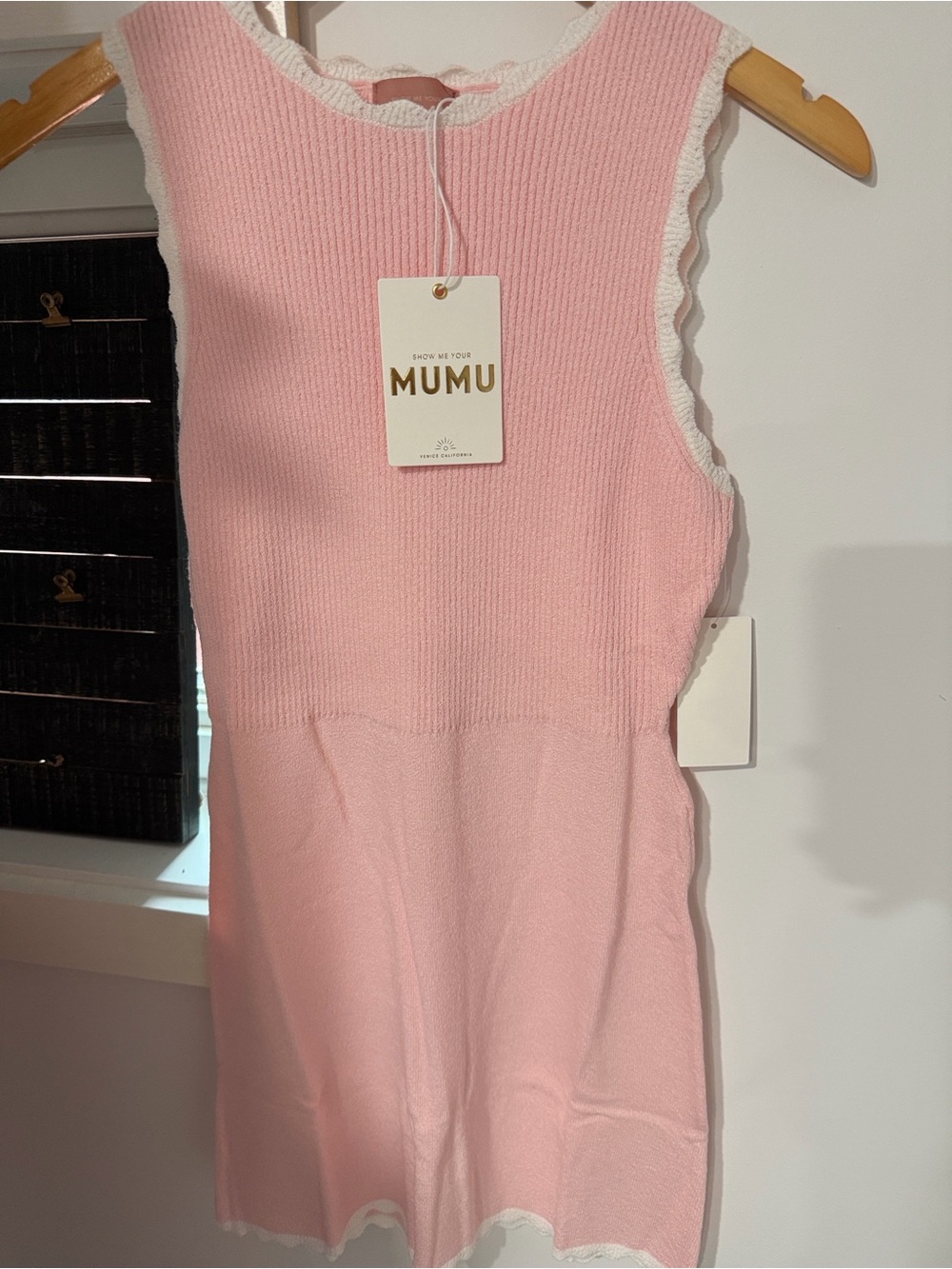 Show Me Your MuMu Pale Pink knit Sleeveless Dress with Scallop Trim - Picture 2 of 2